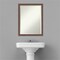 Beveled Wood Bathroom Wall Mirror, Distressed Rustic Brown Frame